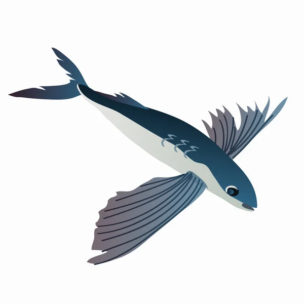 Flying fish in cartoon style on white background — Stock Vector