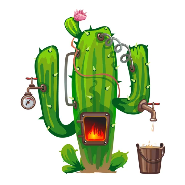 Dispositivo de cactus, cocción de bebidas alcohólicas — Archivo Imágenes Vectoriales