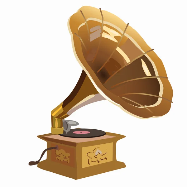 Золотий старовинний грамофон крупним планом — стоковий вектор