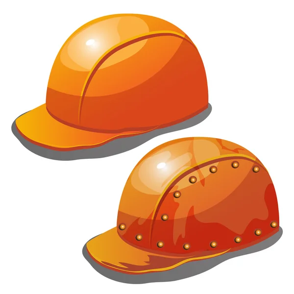 Dos sombreros de seguridad amarillos sobre fondo blanco — Vector de stock