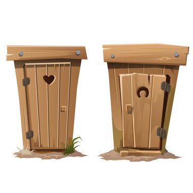 Two rural toilets on white background clipart
