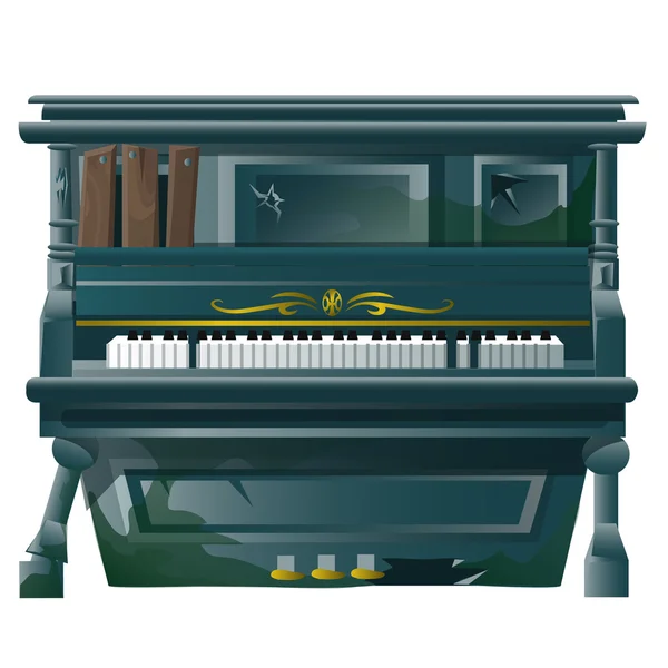 Παλιά σπασμένα πιάνο με ουρά με τρύπες από σφαίρες — Διανυσματικό Αρχείο