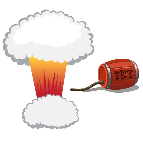 红桶的炸药和一枚炸弹爆炸 — 图库矢量图片