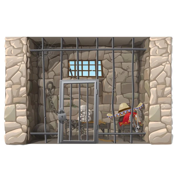 Cowboy prisoner sleeps in a prison cell — Stock Vector