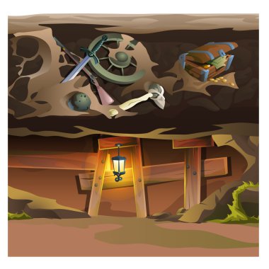 Game concept, underground tunnel. Cartoon location clipart