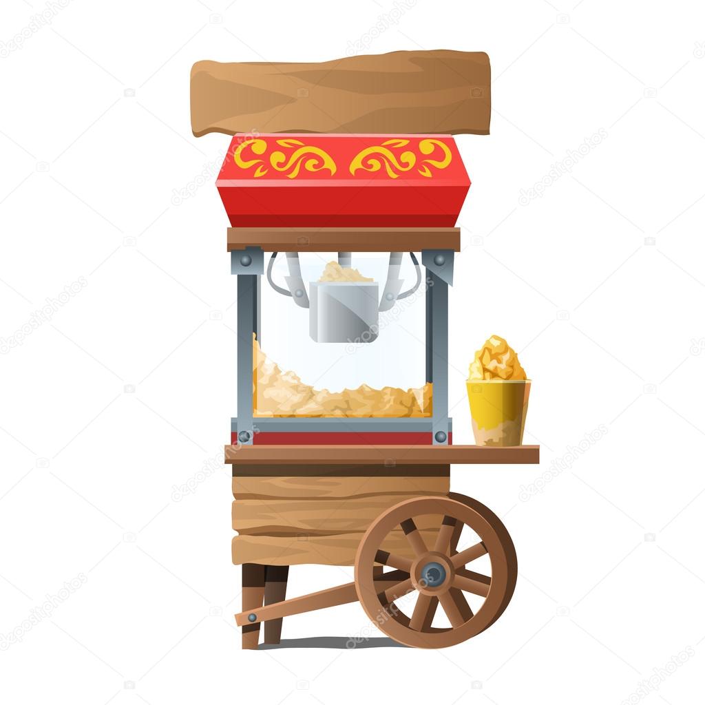 Vintage wooden machine for making popcorn Stock Vector Image by  ©Anton_Lunkov #117686144