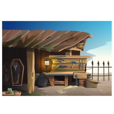 Undertaker beyaz zemin üzerine işyeri