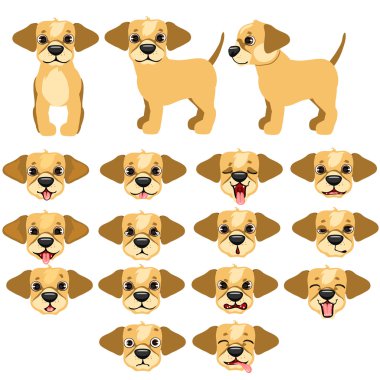 Komik köpekler, duyguları ifade büyük vektör ayarla