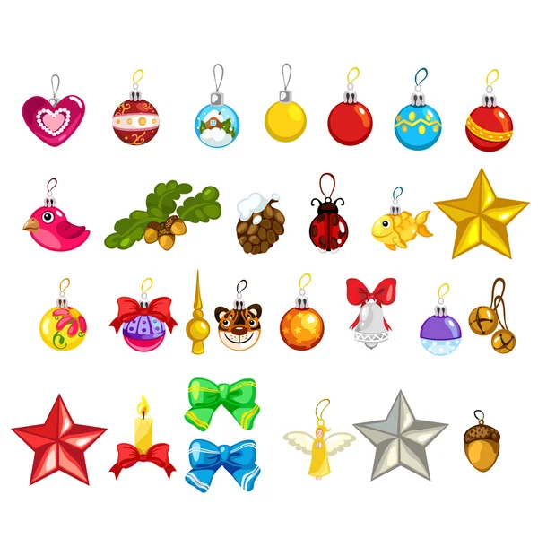 Gran conjunto vectorial de decoraciones de árboles de Navidad — Vector de stock