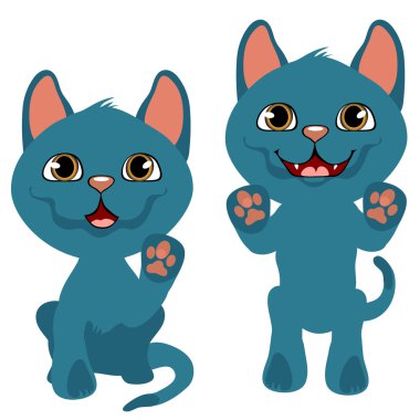 Neşeli oynak mavi kedi yavrusu vektör karikatür hayvanlar