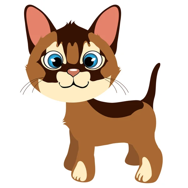 Lindo gato jengibre con ojos azules, mascota de dibujos animados — Vector de stock