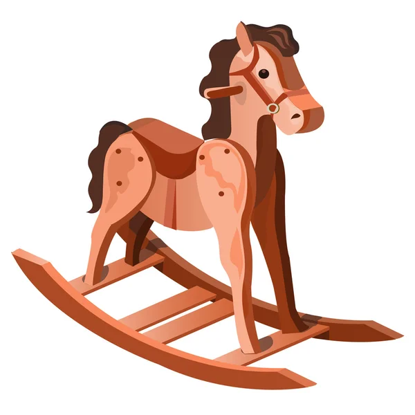 Juguete infantil balanceo caballo de madera, vector — Vector de stock