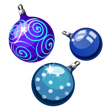 Noel ağacı izole üç mavi top