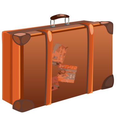 Beyaz arka plan üzerinde klasik kahverengi seyahat çantası