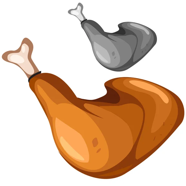 Lahodné grilované kuřecí stehno, closeup potravin — Stockový vektor
