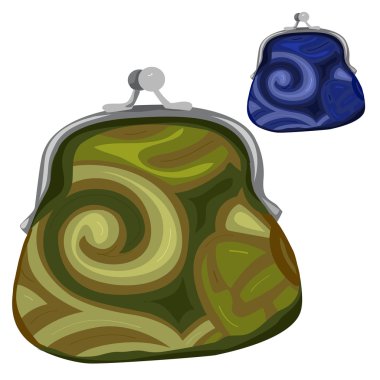 Yeşil ve mavi Bayan cüzdan için paralar