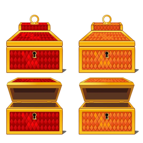 Coffres magiques rouge et orange — Image vectorielle
