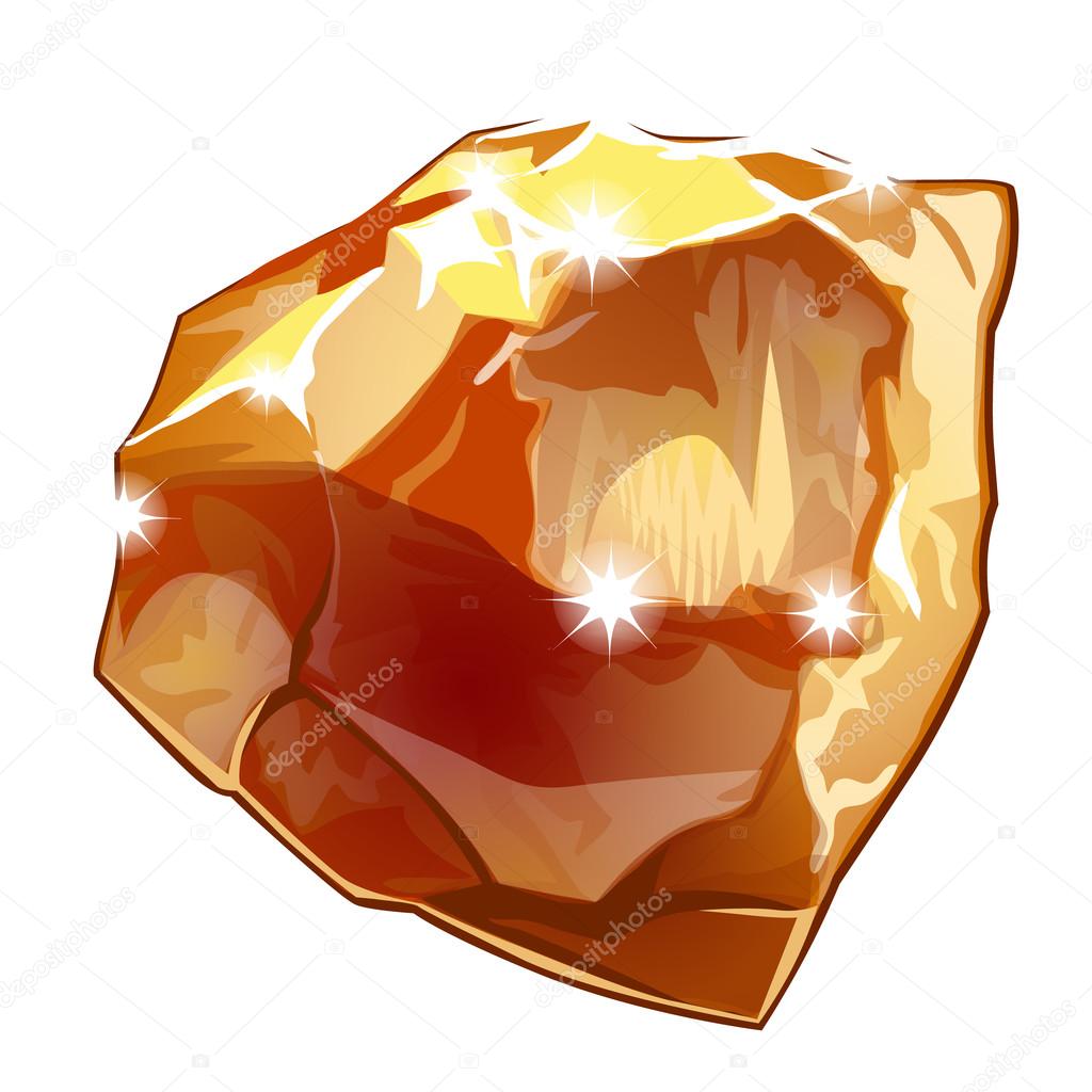 Yellow shining gem crystal isolated