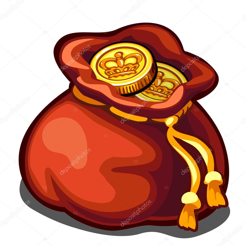 Bag of gold coins, wealth symbol, vector icon