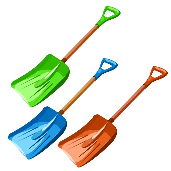 Dustpan plástico verde, azul e vermelho isolado — Vetor de Stock