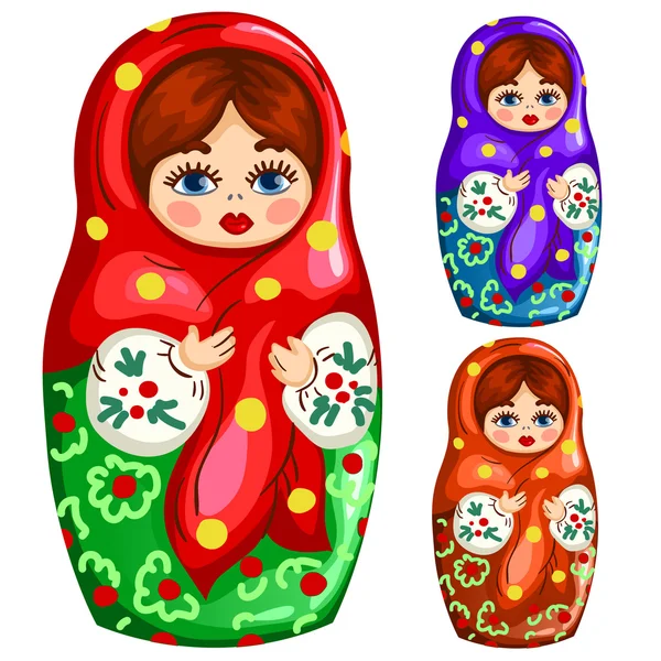 Geleneksel ahşap Rusça matryoshka oyuncak — Stok Vektör