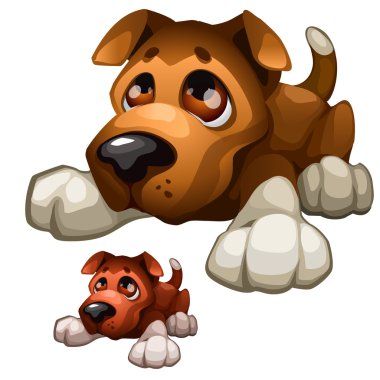 Üzgün kahverengi karikatür köpek, izole vektör