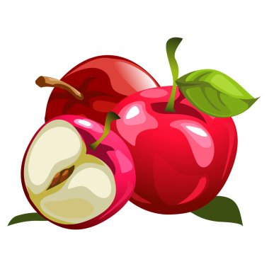 Olgun Kırmızı elma ve yarım bir