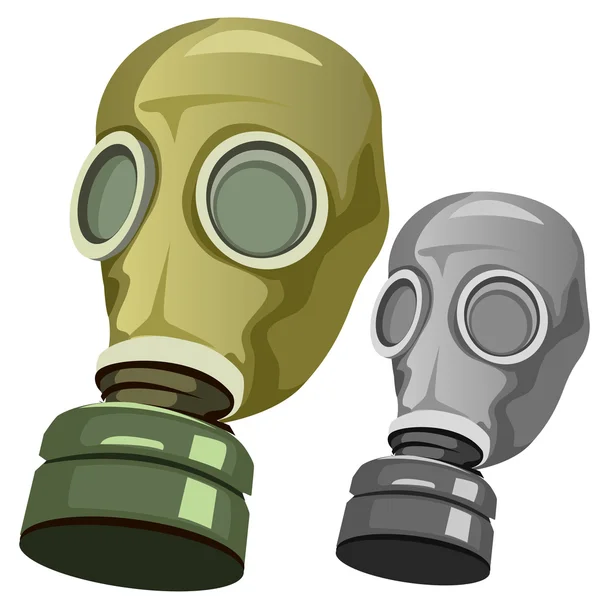 Old rubber gas mask on white background — Stock Vector