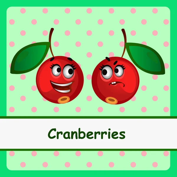 Cranberry, personagens engraçados no fundo verde —  Vetores de Stock