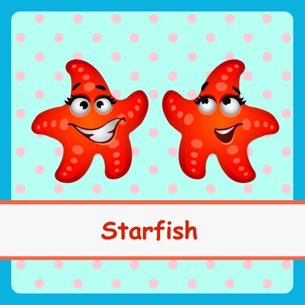 Starfish, personagens engraçados em um fundo azul —  Vetores de Stock