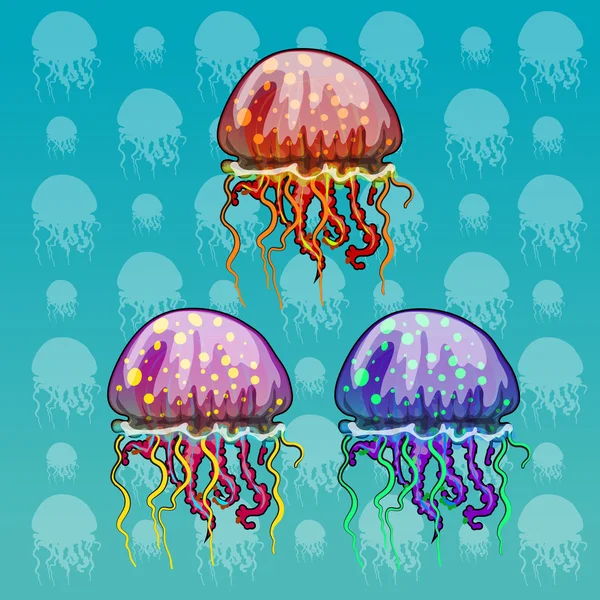 Üç renk lekeli denizanası — Stok Vektör