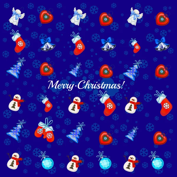 Velká sada vánoční hračky na modrém pozadí — Stockový vektor