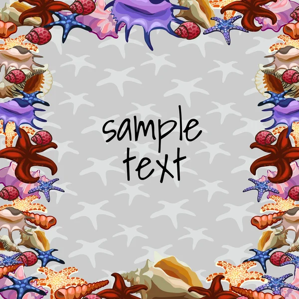 海蛤的海洋框架装饰品 — 图库矢量图片