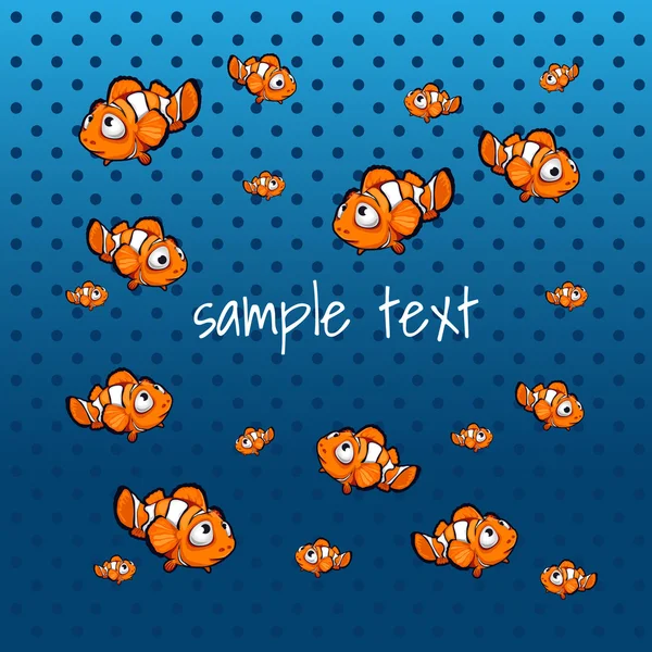 条纹橙色的鱼，蓝色的背景上 — 图库矢量图片