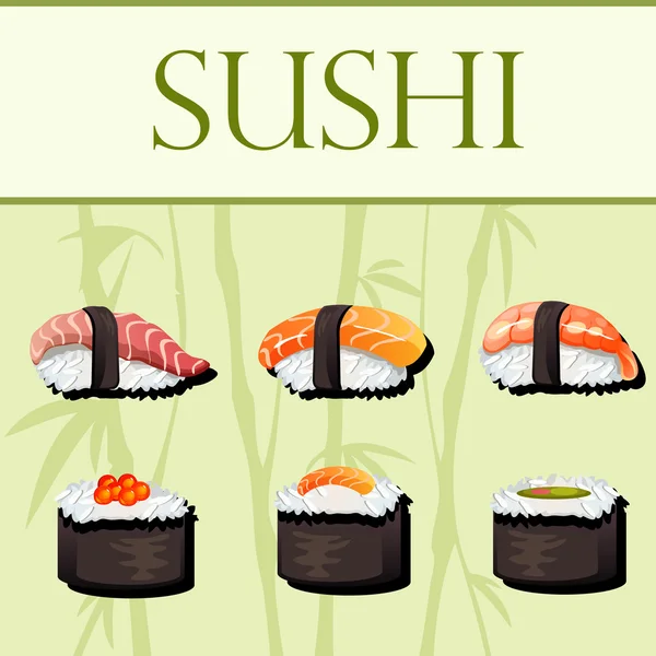 Sushi en rollen. Vector sjabloon — Stockvector