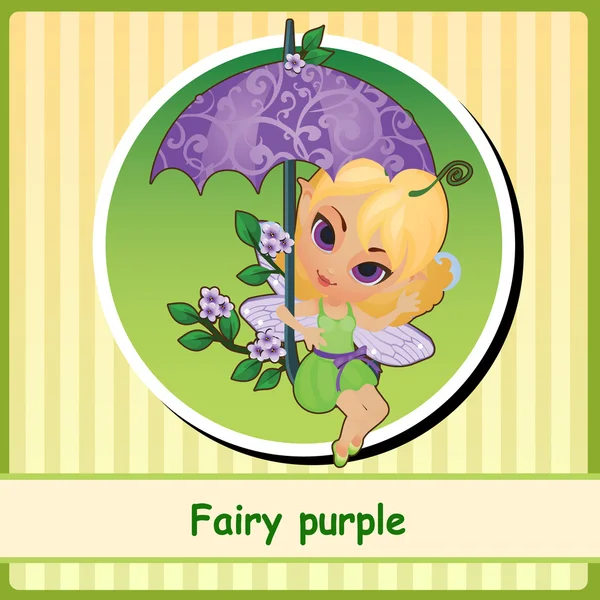 Fairy purple - söt flicka illustration närbild — Stock vektor