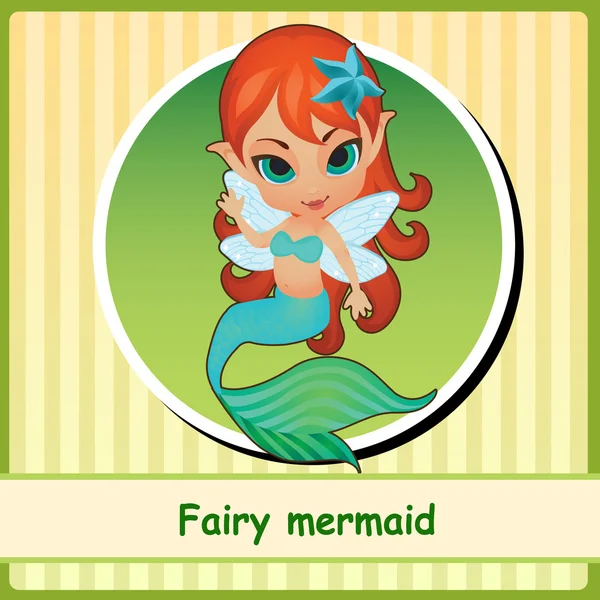 Fairy mermaid - schattig meisje illustratie close-up — Stockvector