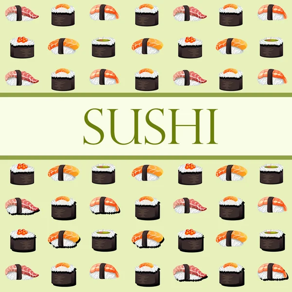 Sushi och rullar. Mall med utrymme för text — Stock vektor