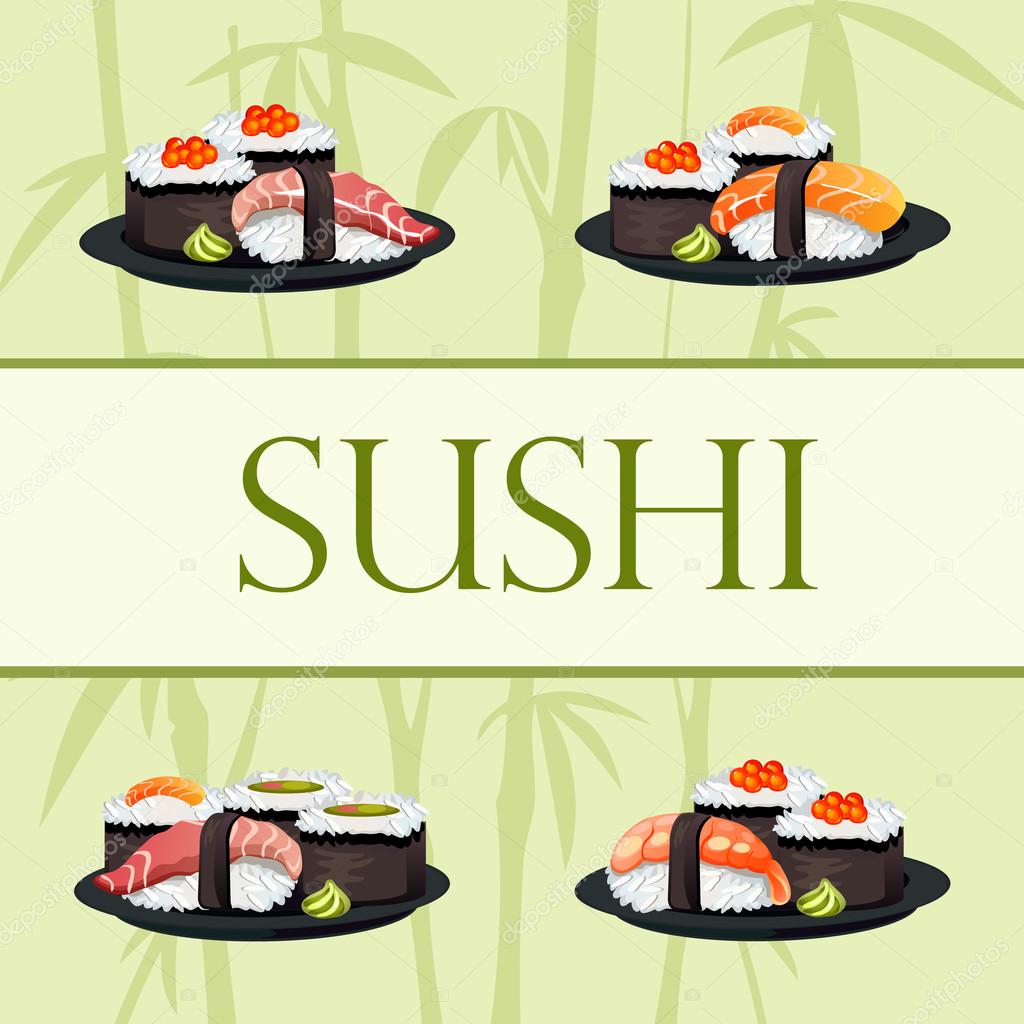 Japanese food - sushi. Vector template