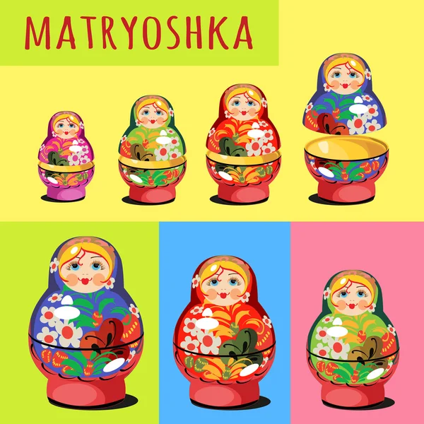 Conjunto de matryoshka, brinquedo popular russo — Vetor de Stock