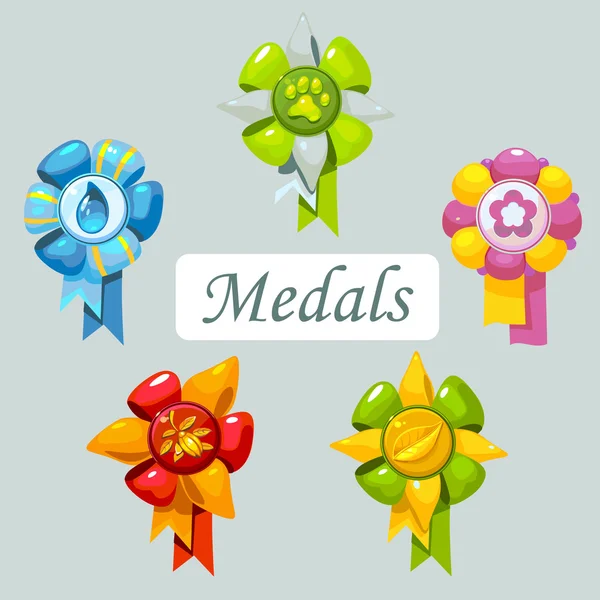 Conjunto de medallas de dibujos animados para mascotas — Vector de stock