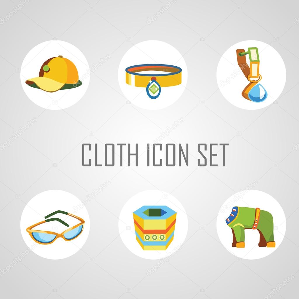 Cloth icon set for man and his dog