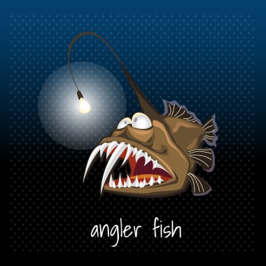 Angler fish with a lantern, monkfish, sea devil clipart