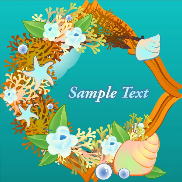 用珊瑚和鲜花装饰卡 — 图库矢量图片