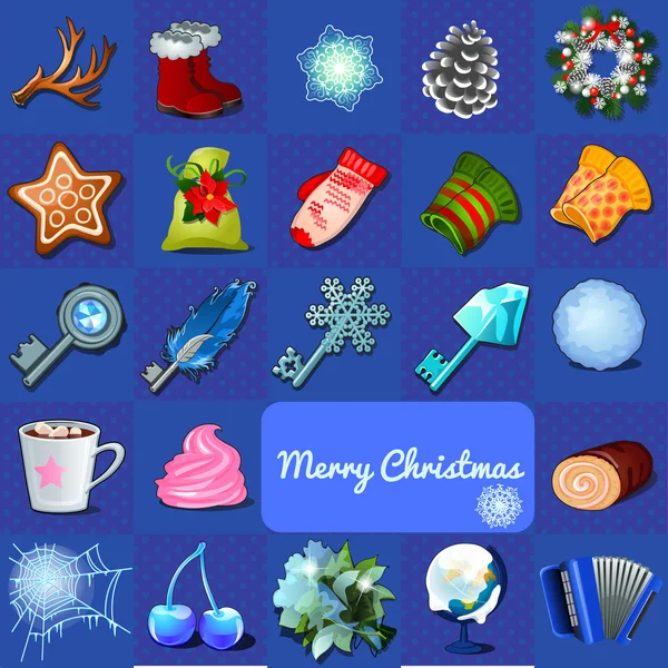 Big christmas set of objects, 23 vector icons — Stock Vector