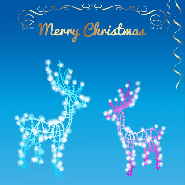 Christmas silhouettes reindeer of the garland — Stock Vector