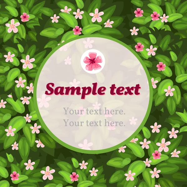 Flori de primăvară carte verde cu cadru pentru text — Vector de stoc