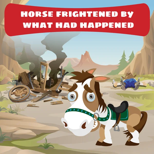 Accident on the road and frightened horse Stock Vector