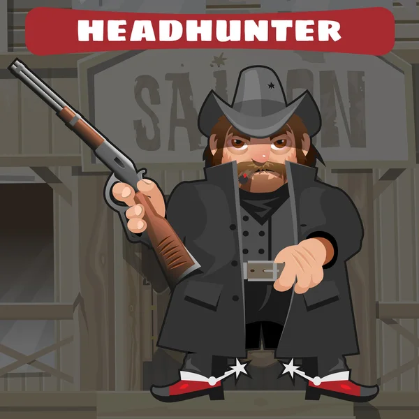 Personage in Wild West - leider met geweer — Stockvector