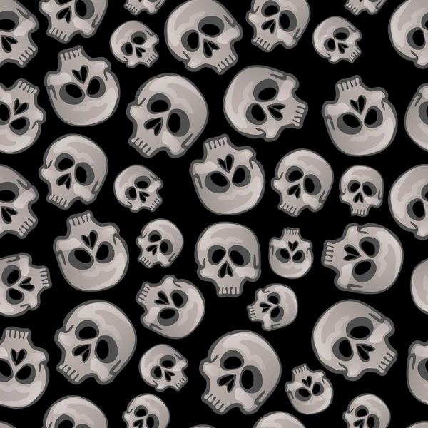 Calaveras humanas sobre un fondo negro — Vector de stock